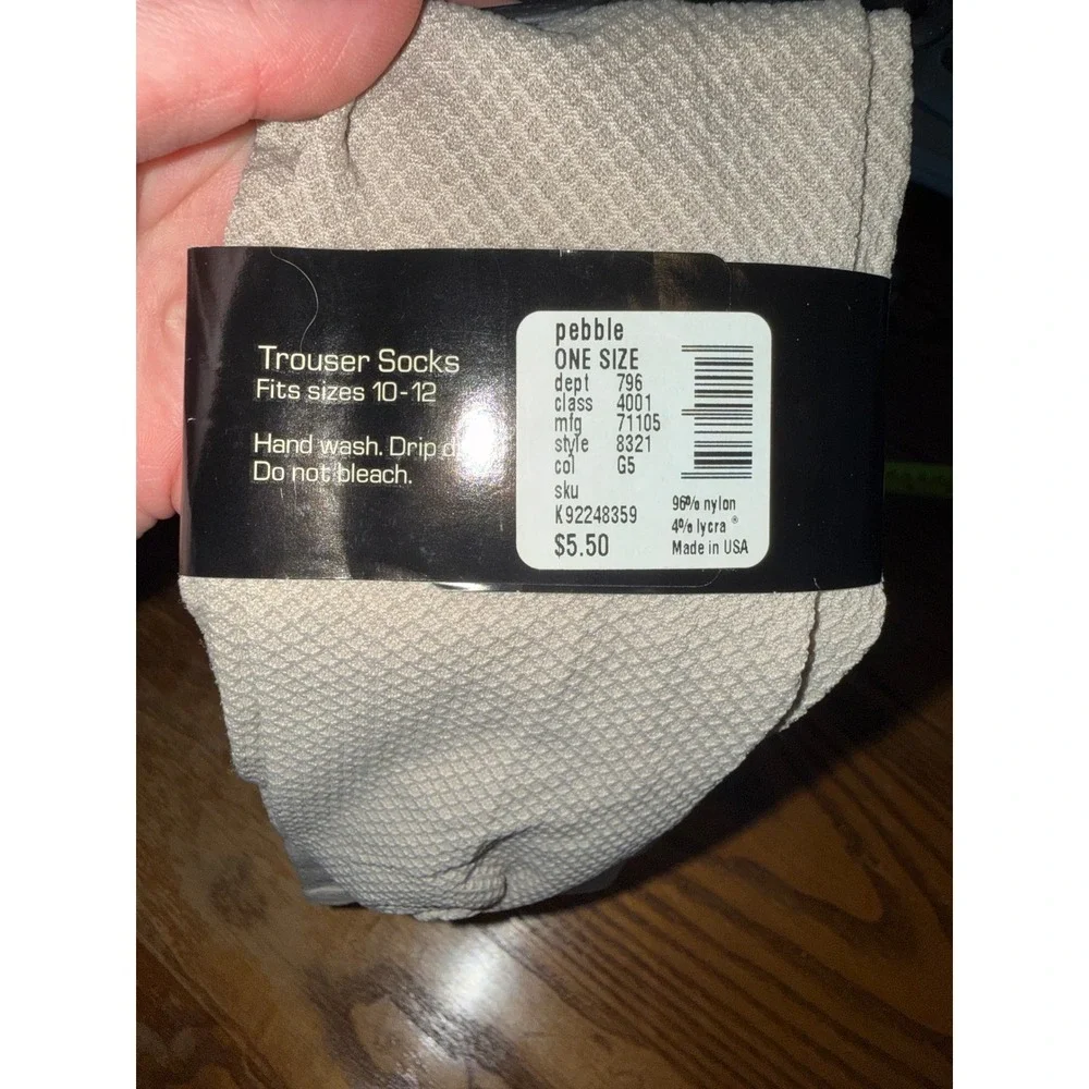 Lane‎ Bryant Womens Trouser Socks Pebble Beige Textured Diamond Pattern One Size
